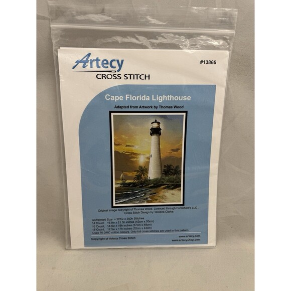 Artecy Counted Cross Stitch Pattern Cape Florida Lighthouse #13865 Thomas Wood - Picture 1 of 3
